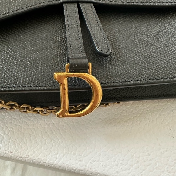 Dior Saddle Wallet on Chain bag. Black - Picture 3 of 8